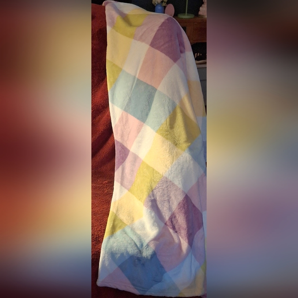 Spring Gingham Plush Throw 50 x 60